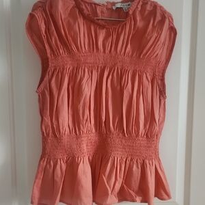 Joes Jeans Lighr Coral Shirred Top Medium